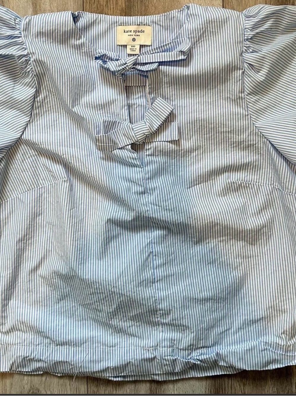 Kate Spade Blue Stripe Puff Sleeve Women's Shirt